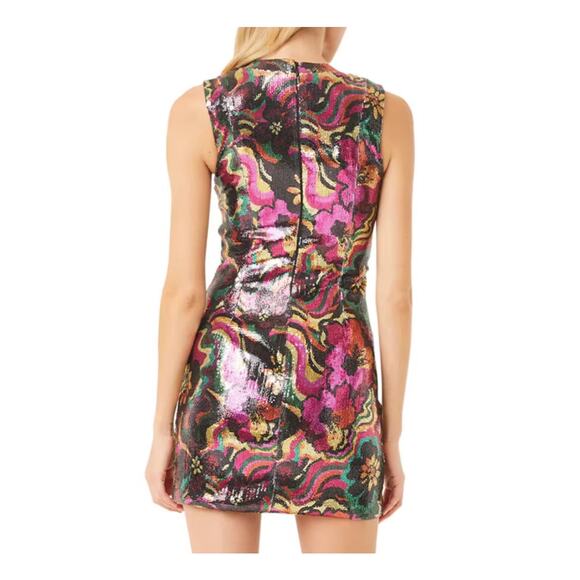 Misa Los Angeles Sequin Mini Dress Size: XS Psychodelic Floral Grove - Picture 2 of 5